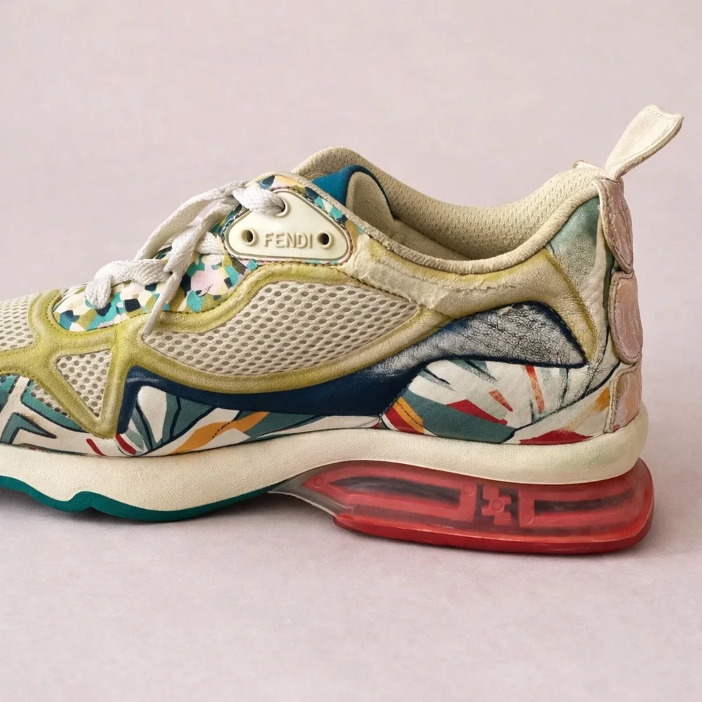 Fendi FFast Bird of Paradise Multicolor Floral Mesh Sneakers - Picture 5 of 8